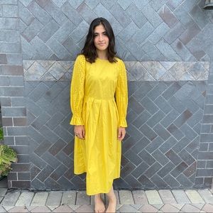 NWT. Canary Yellow Long Sleeve Ankle Length Dress
